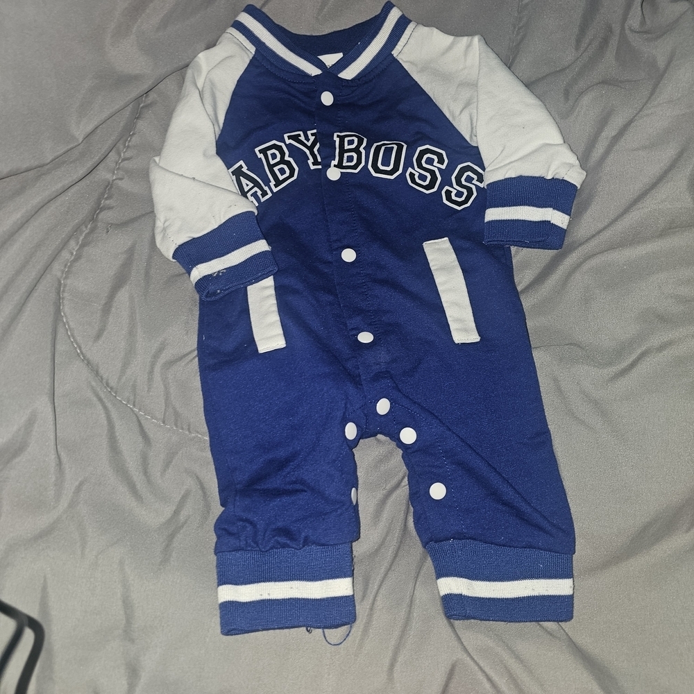 Blue and White Kids Footie - Picture 2 of 6